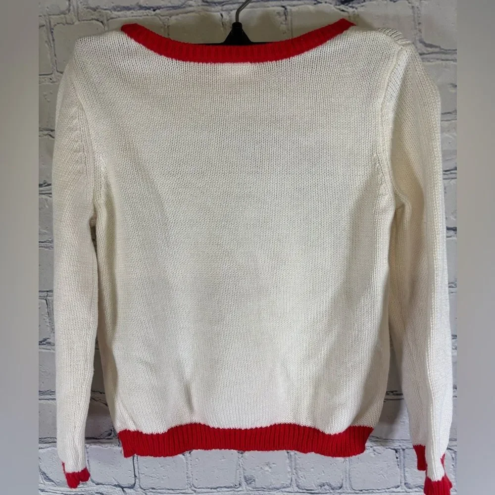 Gymboree Retro Cream Red Trim Puppy with Bow Cute Cottagecore Sweater 2T